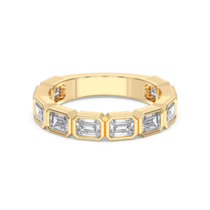 Anillo de boda de media eternidad con corte de esmeralda de moissanita de 2,00 quilates, conjunto de bisel de plata, anillo de diamante para mujer - Product Image 5