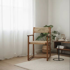 Antique Style Modern Wood & Rattan <b>Accent</b> <b>Chair</b> for Apartment Home Bar <b>Living</b> <b>Room</b> Bedroom or Hotel-Perfect Home Furniture - Product Image 1