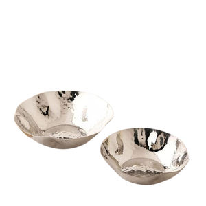 Juego de 2 Tazones de Forma Irregular, Acero Inoxidable Pulido Brillante, Metal Moderno de Lujo, Hechos a Mano, Decorativos - Product Image 1