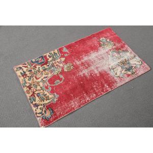 พรมตุรกีขนาด 2x3.3 ฟุต พรมวินเทจขนาดเล็ก พรมสีแดงน้ำเงินไล่เฉด - Product Image 3