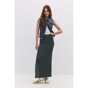 กระโปรงแม็กซี่ลำลองเอวธรรมชาติผ้าโพลีเอสเตอร์เนื้อสัมผัสพิเศษ - Product Image 1