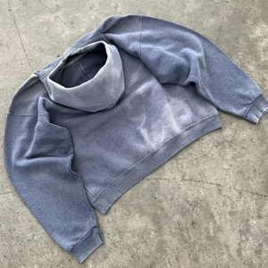 Sweat à capuche oversize délavé et vieilli, personnalisable (couleurs et logo), en molleton de coton épais, pour homme, idéal pour l'hiver - Product Image 6