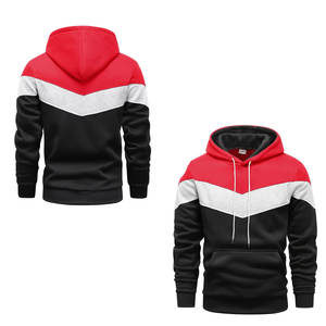 Sweats à capuche et sweatshirts surdimensionnés sport avec fermeture éclair en coton et polyester bicolore avec logo personnalisé pour hommes - Product Image 6
