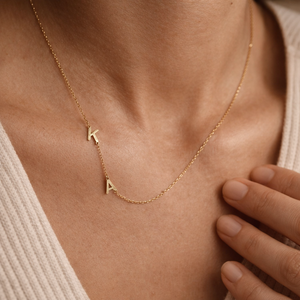 Sideway Initial <b>Layered</b> <b>Fashion</b> <b>Necklace</b> - Product Image 2