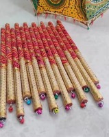 Bandhani Dandiya bâtons Durga Pooja Navratri Dandia Garba paire de danse ensemble traditionnel en bois Bhandej Dandiya bâtons livraison gratuite