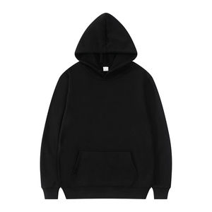 Sweat-shirts unisexes 100% coton, poids lourd, de haute qualité, épais, uni, sans cordon de serrage, logo personnalisé, motif uni, col à capuche - Product Image 2