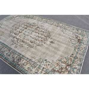 Tapis Turc Vintage Classique Beige Vert 6.2 X 9.5ft Large Zone Patchwork Laine avec Support en Latex pour Couloir ou Chambre - Product Image 4