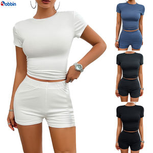 Ensembles de haute qualité pour impression personnalisée, logo personnalisé, t-shirt et short, ensemble décontracté pour femmes, ensemble 2 pièces, t-shirt court et short - Product Image 6