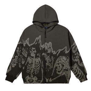 Men's Custom Made Face Cover Zipper <b>Hoodie</b> Graphic Print <b>Full</b> <b>Zip</b> <b>up</b> <b>Hoodie</b> Custom Logo Puff Screen Printing <b>Hoodie</b> for Me - Product Image 4