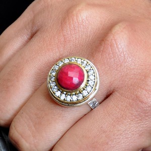 925แหวนพลอย CZ ทับทิมเงินสเตอร์ลิงสำหรับสุภาพสตรีสไตล์โบฮีเมียนครบรอบแต่งงานปาร์ตี้เครื่องประดับการตั้งค่าหนามเตย - Product Image 6