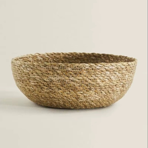 Round <b>basket</b> made of seagrass, storage <b>basket</b>, <b>woven</b> <b>basket</b> - Product Image 1