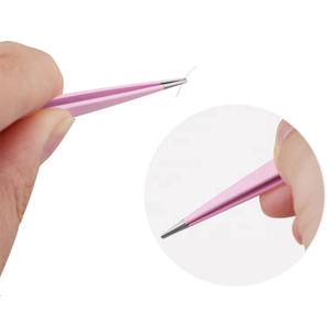 Pinzas de extensión de pestañas postizas de acero Rosa recién llegados personalizadas 2025 pinzas rectas de maquillaje de extensión - Product Image 6