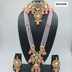 Gargantilla étnica Kundan del fabricante indio, collar, Pendientes colgantes, joyería de moda de Boda nupcial multicolor - Product Image 2