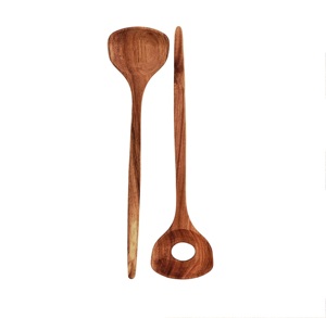 Juego de servidores de ensalada de madera de acacia hechos a mano, regalo de cuchara de cocina, incluye cucharas y tenedores, herramientas para ensalada - Product Image 2