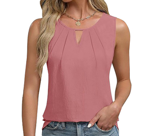 Camiseta sin mangas con cuello redondo para mujer de talla libre, cintas con borlas de encaje, estilo deportivo informal, respetuoso con el medio ambiente, transpirable, frontal de verano - Product Image 5