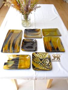 Plateau de service rectangulaire en corne de buffle polie, fait main, écologique, plateau à collation naturel, vaisselle décorative pour la maison - Product Image 2