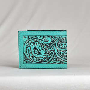 Nuevo Porta Pasaportes Corto Unisex de Cuero Genuino Hecho a Mano con Grabado Floral Estilo Bohemio con Cierre a Presión Antirrobo - Product Image 1