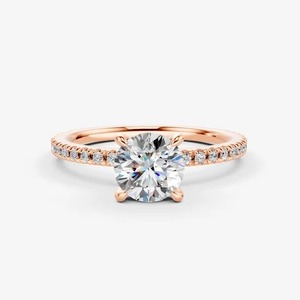 Continuous Round Solitaire Diamond Band <b>Ring</b> 0.92 <b>Carat</b> EF-VVS2 Excellent Cut In 14K Solid <b>Gold</b> Wedding Anniversary Gift - Product Image 1