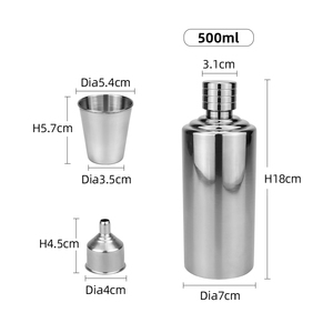 Kit Fiaschetta Portatile da Esterno 500ml in Acciaio Inossidabile 304, Bottiglia per Liquori con Custodia in Pelle PU, Mini Imbuto e Bicchierini in Metallo - Set Regalo - Product Image 2