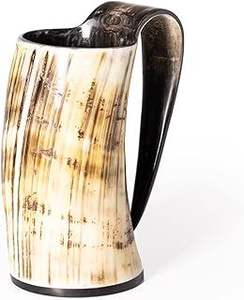 Chope en corne viking, corne à boire médiévale, corne à bière artisanale, fête et restaurant pour boire, pour les fêtes ou les amoureux - Product Image 6