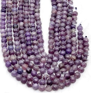 ลูกปัดกลมสำหรับสร้อยข้อมือ,พลอย Lepidolite AAA ขนาด8มม. เคลือบเงาตามธรรมชาติ - Product Image 5