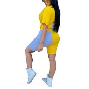 Ensemble de vêtements de Yoga pour femmes, nouveau Design, personnalisé, t-shirt à col rond et short, vente en gros - Product Image 2