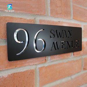 <span class=keywords><strong>Plaque</strong></span> de numéro de maison flottante en acrylique 3D découpée au laser avec texte miroir pour extérieur - Product Image 2
