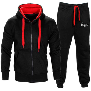 Sweat Jogging Impression Casual 2 Pièces Ensemble Survêtements 100% Coton Survêtements couleur unie noire Pantalon de survêtement unisexe - Product Image 6