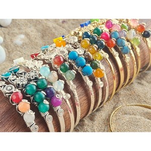 Bohemian Style Fashion <b>Beaded</b> <b>Bracelets</b> Gold and Silver Plated with Vibrant Stones <b>for</b> Resale Appeal - Product Image 3