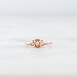 Fashion Eye <b>Rings</b> 925 Sterling Silver Jewelry 18K Gold Plated Cubic Zircon Diamond and <b>Opal</b> Stone Evil Eye <b>Rings</b> <b>for</b> <b>Women</b> - Product Image 2