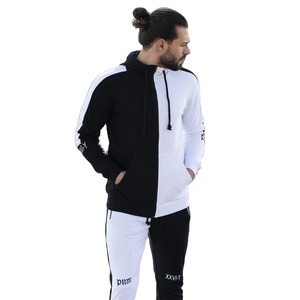 Men's High Stretch Moisture Wicking Track <b>Suit</b> Zip Closure Hooded <b>Muscle</b> Printed Tracksuit Winter's Most Demanded Solid Design - Product Image 3
