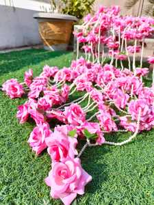 Decoración india, cuerdas de flores artificiales, guirnalda de flores Toran, rosa, flor artificial, cadena de decoración de boda india - Product Image 5