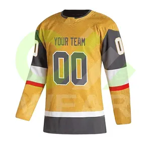 Vàng và vàng tùy chỉnh Ice Hockey Jersey cho nam giới phụ nữ thanh niên có sẵn trong tất cả các màu sắc và kích cỡ trong phong cách độc đáo