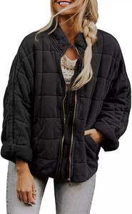 <b>Women</b> Zip up <b>Lightweight</b> Quilted <b>Jackets</b> Long Sleeve Stand Collar Spring & Autumn Season Ladies <b>Jacket</b> Velour Velvet Puffer - Product Image 4