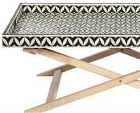 Table de console carrée de luxe moderne avec coussin massif et incrustation d'os, écologique, faite à la main, avec rangement, et tabourets d'appoint artisanaux naturels
