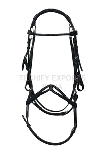 Bridon de cheval en cuir noir de qualité supérieure avec bride sans mors réglable et couronne rembourrée - Product Image 5