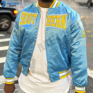 Vêtements de mode 2025 Vestes universitaires en satin personnalisées Col montant Logo frontal Respirant Coupe-vent Vêtements d'hiver pour hommes - Product Image 3