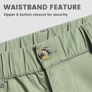 Pantalones cortos informales de algodón de corte clásico para hombre, cintura elástica con múltiples bolsillos, uso diario, traje de verano para caminar - Product Image 5