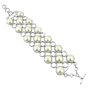 Elegant Silver <b>Pearl</b> <b>Bracelet</b> <b>for</b> <b>Women</b> Elegant Jewelry Gift - Product Image 1
