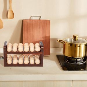 Porte-œufs en bois d'acacia avec poignée de transport, plateau à œufs en bois pour 36 œufs, plateau à œufs farcis, rangement des œufs frais - Product Image 5