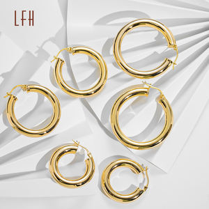 도매 순금 18K 귀걸이, 18K 진짜 금 원형 클립온 후프 귀걸이, 사우디 금 보석, 18K 전당포 가능 - Product Image 1