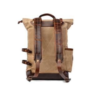 Sac à dos en toile en cuir véritable de qualité supérieure, grande capacité, voyage en plein air, école, travail, durable, multi-poches, élégant, écologique - Product Image 6
