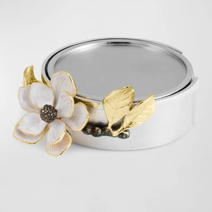 Ensemble de dessous-de-verre en argent design avec des accents floraux artistiques pour une décoration de salle à manger de luxe, édition premium - Product Image 1