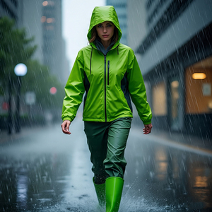 Veste de pluie à panneaux multiples Pantalon imperméable Combinaison de survêtement coupe-vent en nylon léger Survêtement coupe-vent pour femmes - Product Image 3