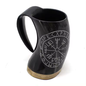 Haute qualité naturel fait à la main 500/700ml tasse en corne de buffle Viking corne à boire avec poignée pour les fêtes ou les cadeaux - Product Image 1