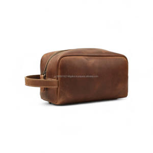 Vente en gros de sac organisateur de maquillage multi-usages en cuir véritable avec logo personnalisé pratique portable quotidien fermeture éclair de stockage cosmétique pour - Product Image 1