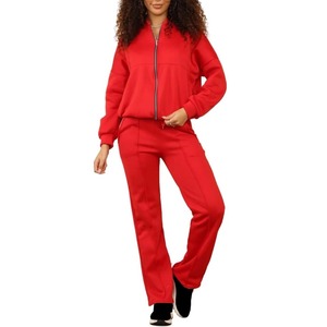Nuevo chándal de lana para mujer Chaqueta de bombardero de lana con cremallera para mujer 2 Joggers de bolsillo - Product Image 5