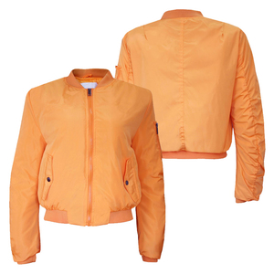 Nueva chaqueta de bombardero de mujer de estilo transpirable de Streetwear en MOQ bajo chaquetas de mujer de Color sólido de la mejor calidad al por mayor - Product Image 6