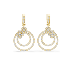 Pendientes Florales de Doble Aro con Diamantes de Laboratorio de 1.084 CT, Corte Brillante Redondo, Oro de 10KT, 14KT, 18KT y Plata 925, Oro Rosa, Amarillo - Product Image 2