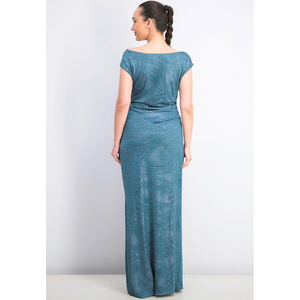 Abito da ballo da donna Connected, confortevole, con scollo a cappuccio, metallizzato, con spacco, verde, taglie XS-XL, linea ad A, lungo fino al pavimento, a tubino, naturale - Product Image 2